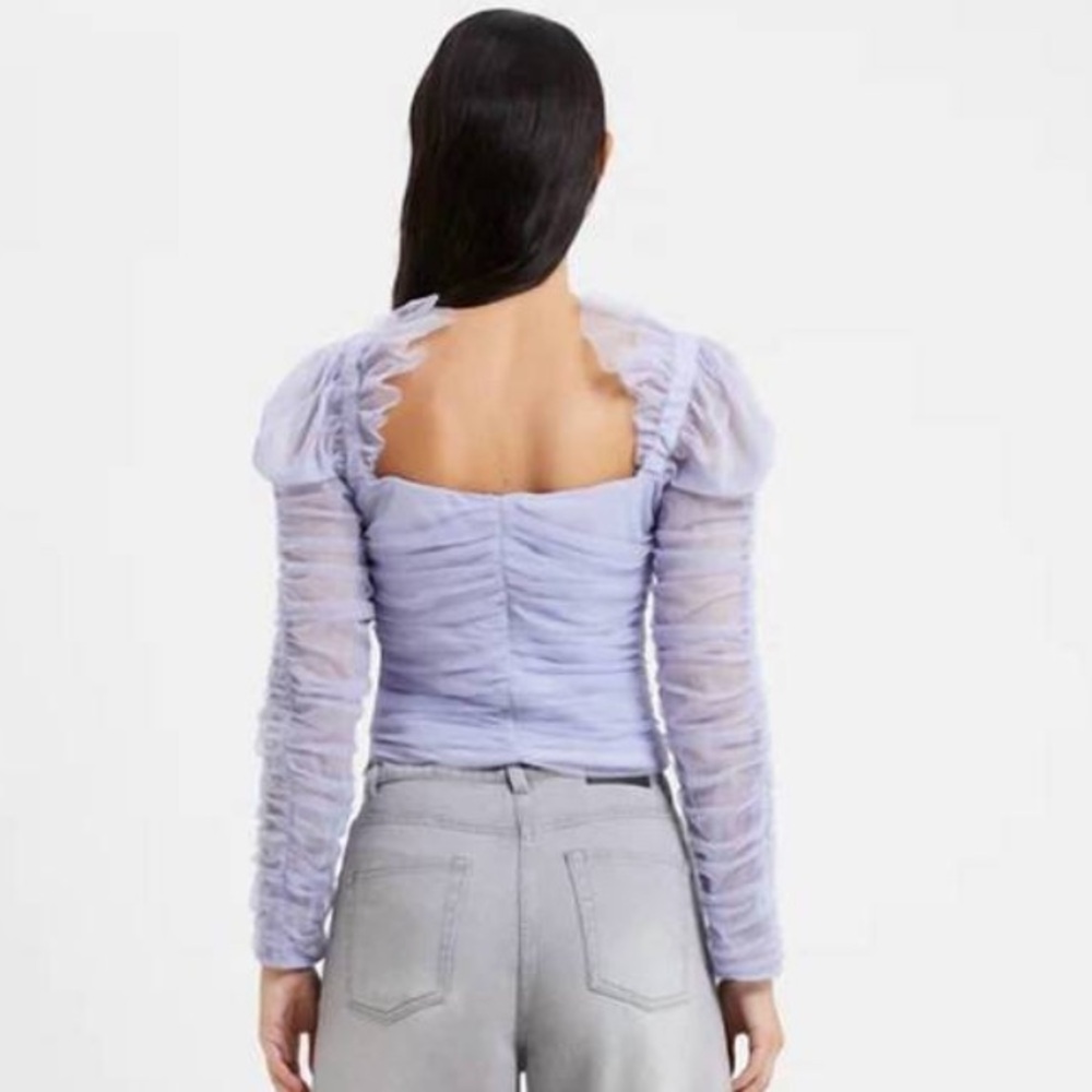 French Connection‎ Edrea Tulle Top NWT size 12 in Cosmic Sky Sheer Cropped - Picture 3 of 14